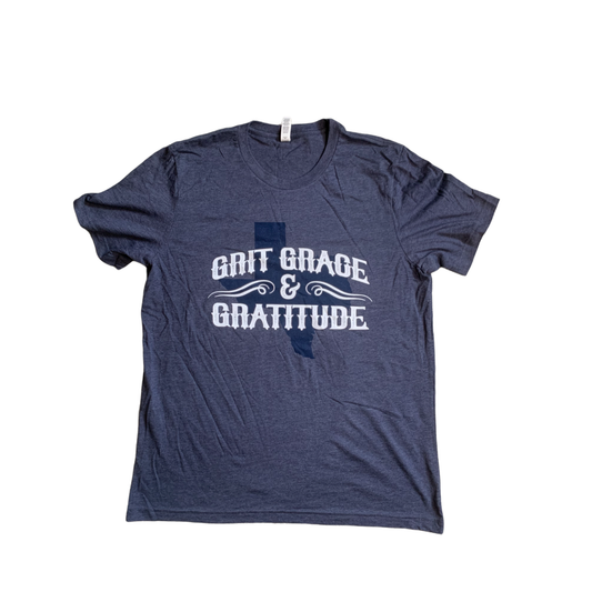 Grit Grace & Gratitude over Texas Tee - Heather Navy