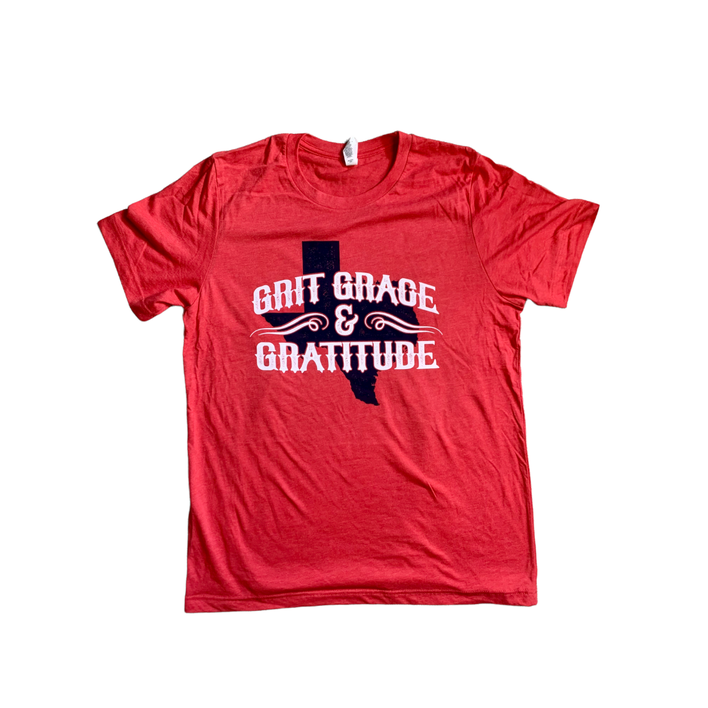 Grit Grace & Gratitude over Texas Tee - Heather Red